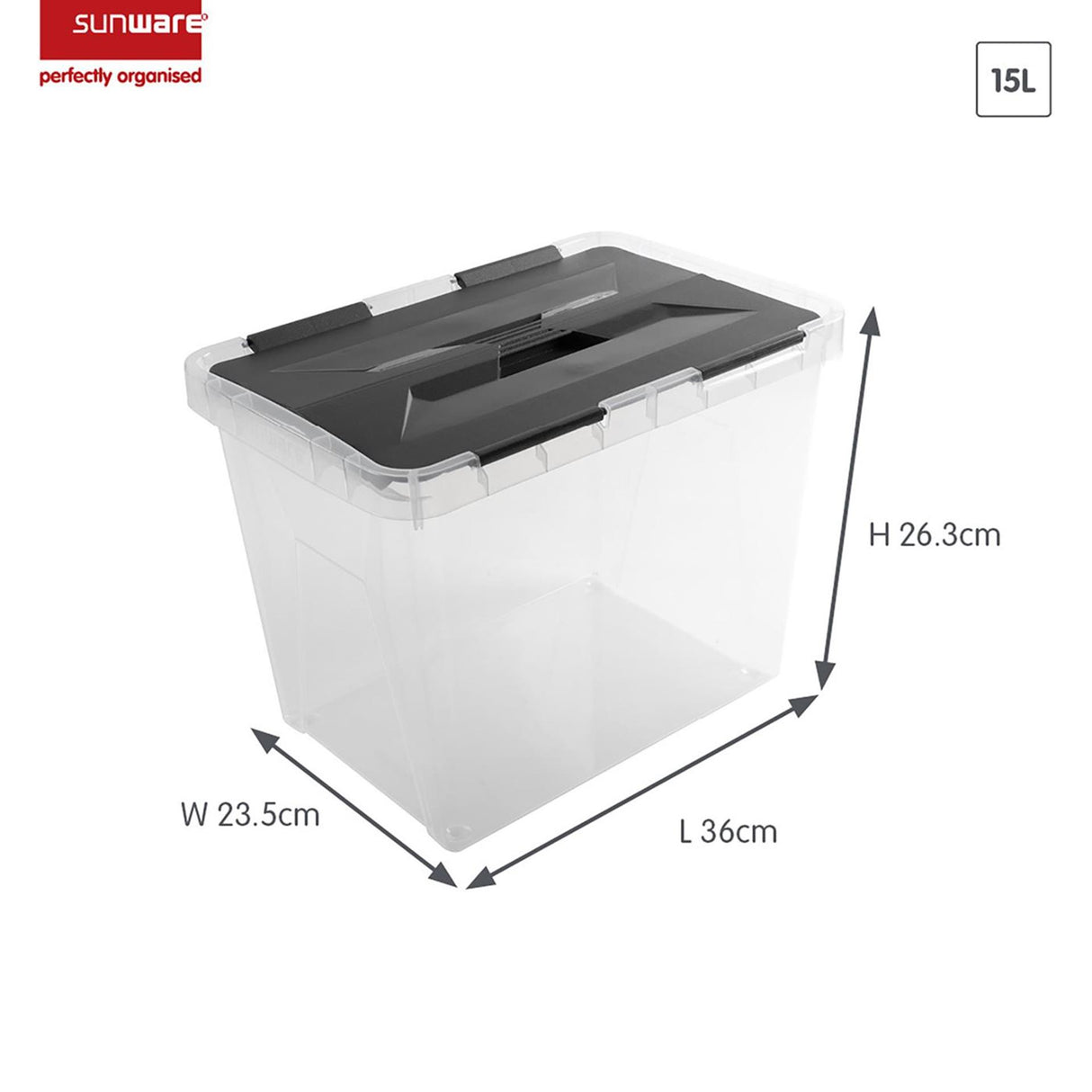 Sunware onyx storage box 15l transparent