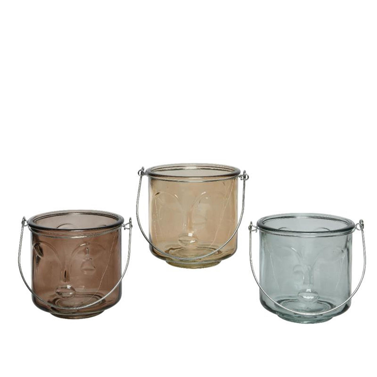 Decoris tealight holder face glass h11.6cm