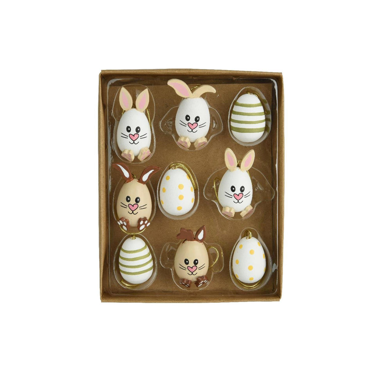 Decoris hanging decoration egg 9-piece wood ø2xh4.5cm
