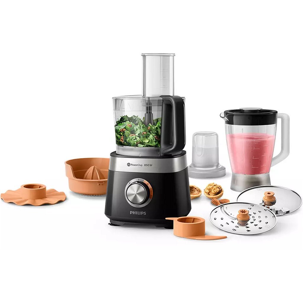 Philips HR7530 10 Viva Collection Compact food processor Black Stainless steel