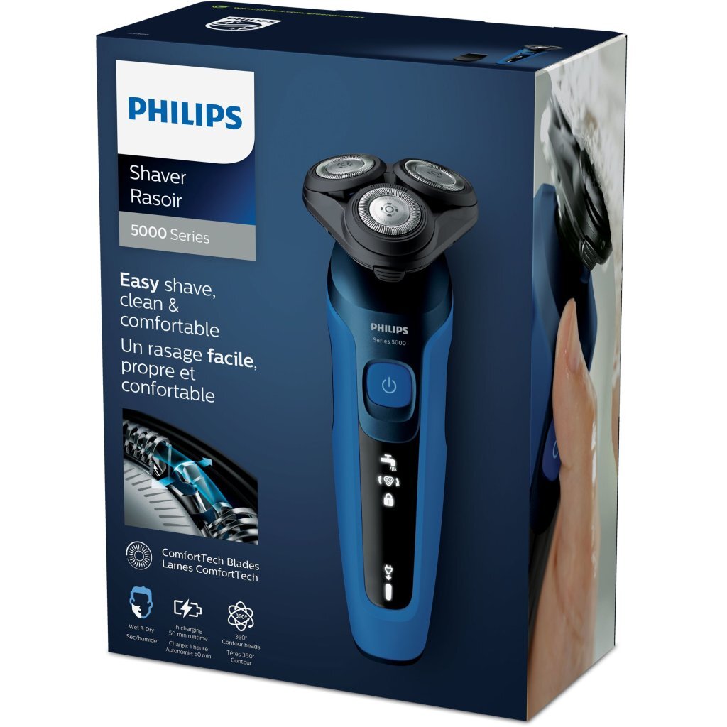 Philips S5466 17 Seria golarki 5000 mokry suchy elektryczny golarka czarny niebieski