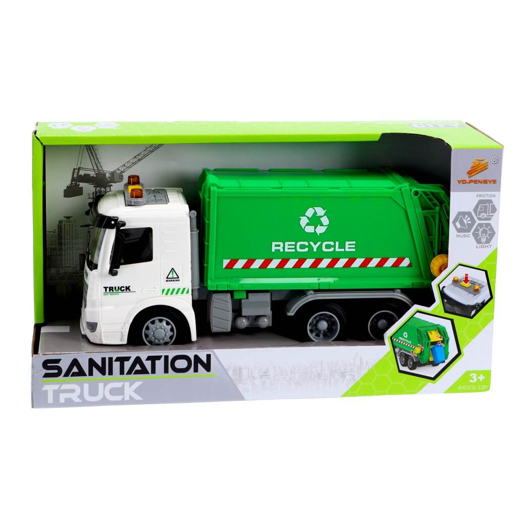 Other brands Recycle garbage truck 30 cm + light and sound green white