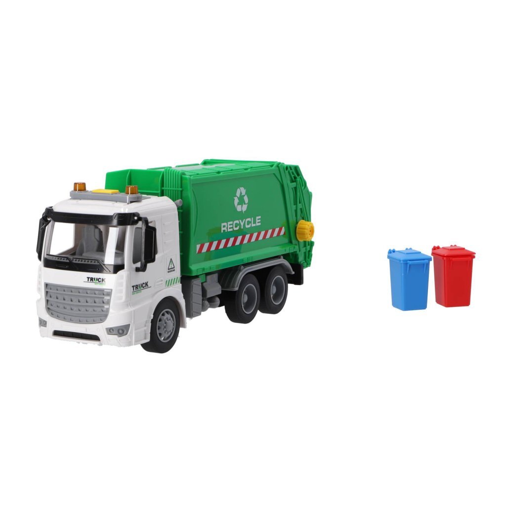 Altri marchi riciclano il camion della spazzatura 30 cm + luce e verde suono verde