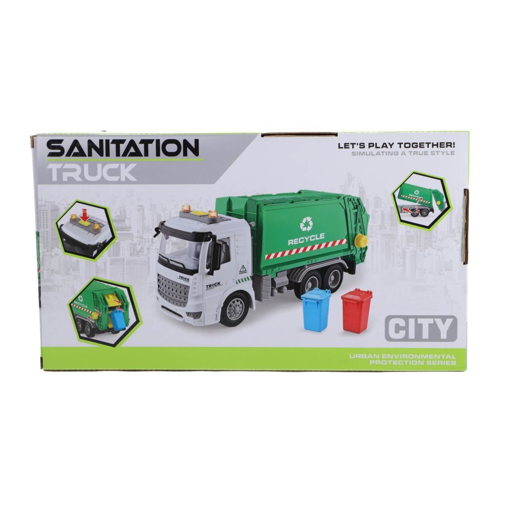 Other brands Recycle garbage truck 30 cm + light and sound green white