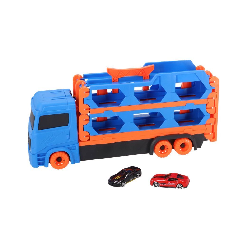 Overige Merken Pop-Up Auto Transporter + 2 Die-Cast Voertuigen