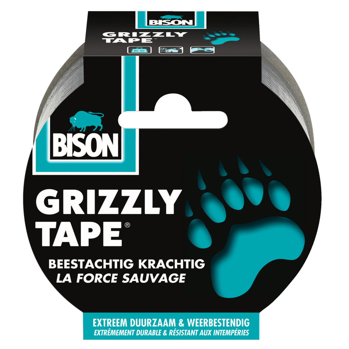 Bison grizzly tape silver roll 25mx5cm