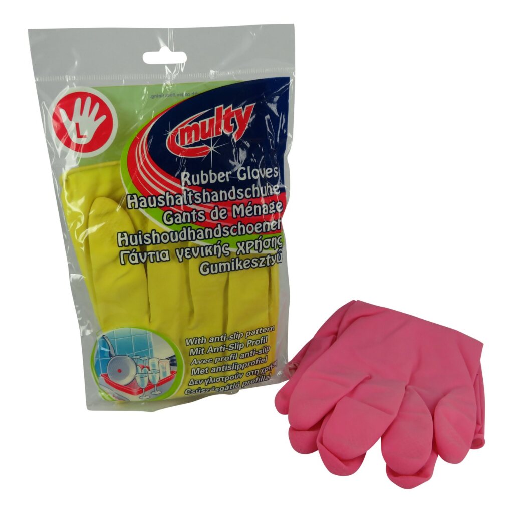 Multy rubber household gloves L yellow