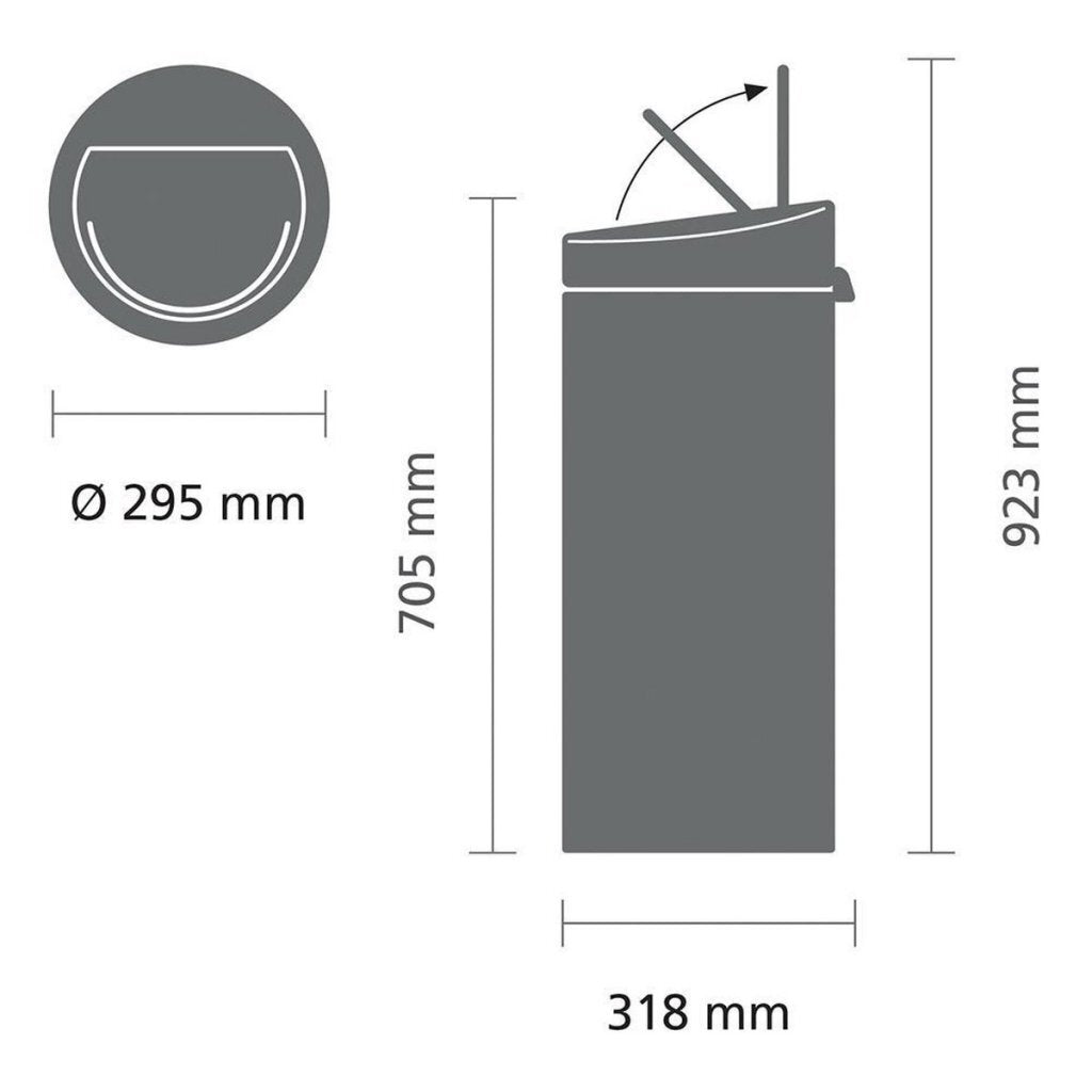 Brabantia touch bin nuevo cubo de desechos 30l platino