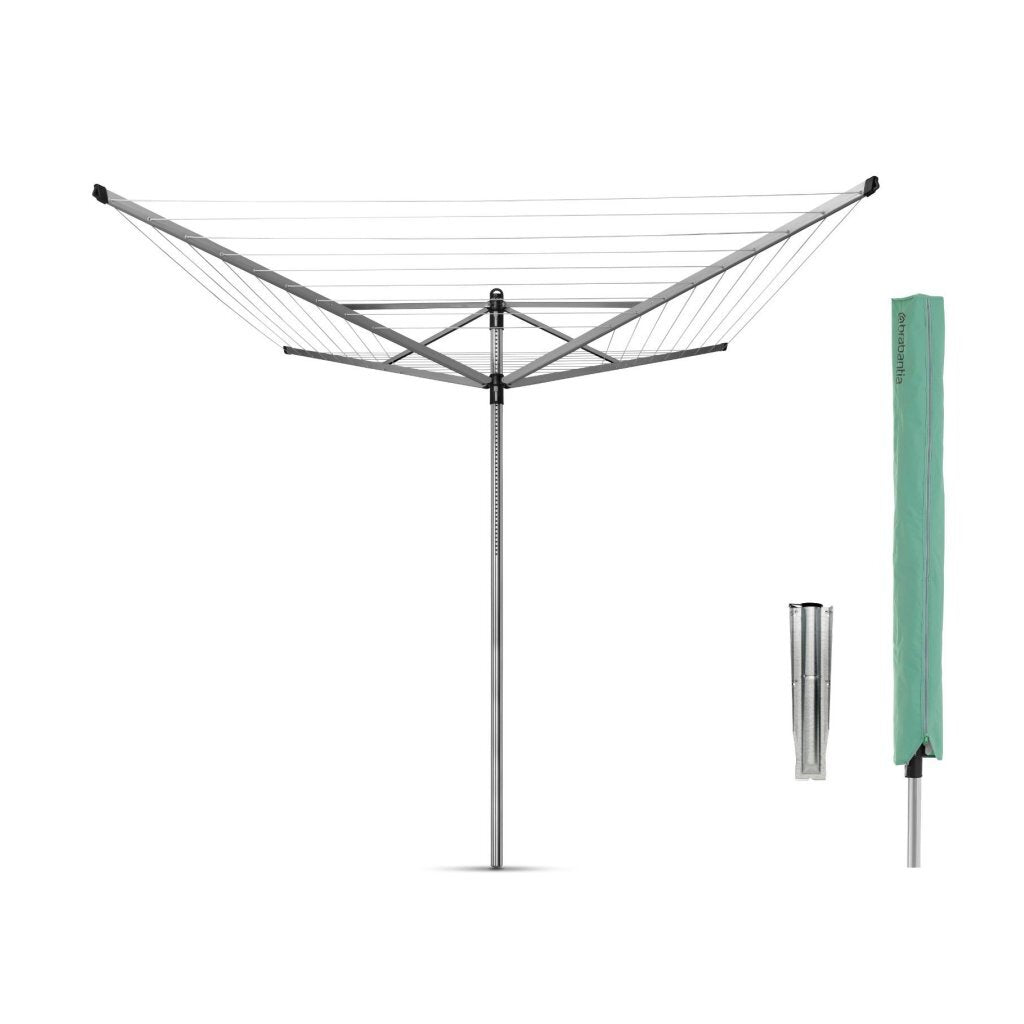 Brabantia brabantia lift-o-mac droogmolen 60 m longueur sèche + crochet moulu et couverture gris métallique