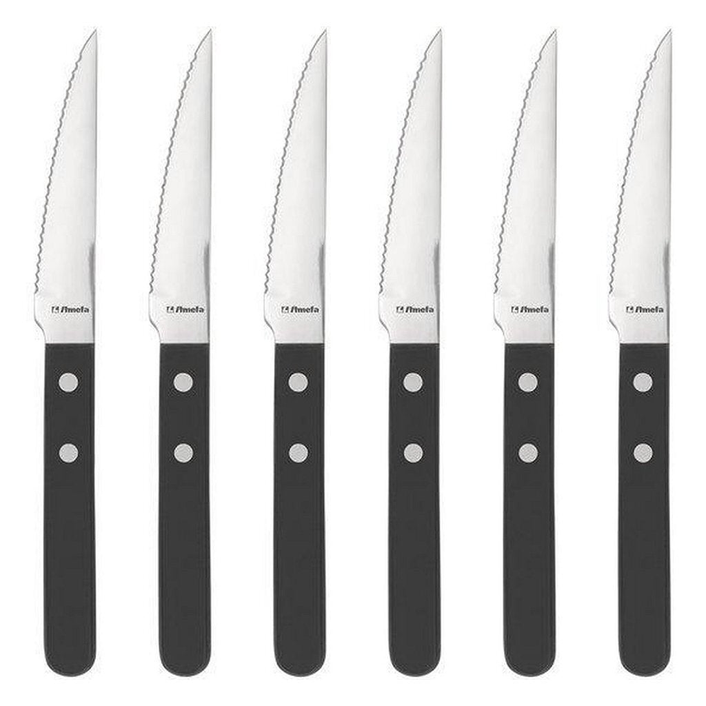 Amefa Pizza Steak Knife Set 6-Piece Black