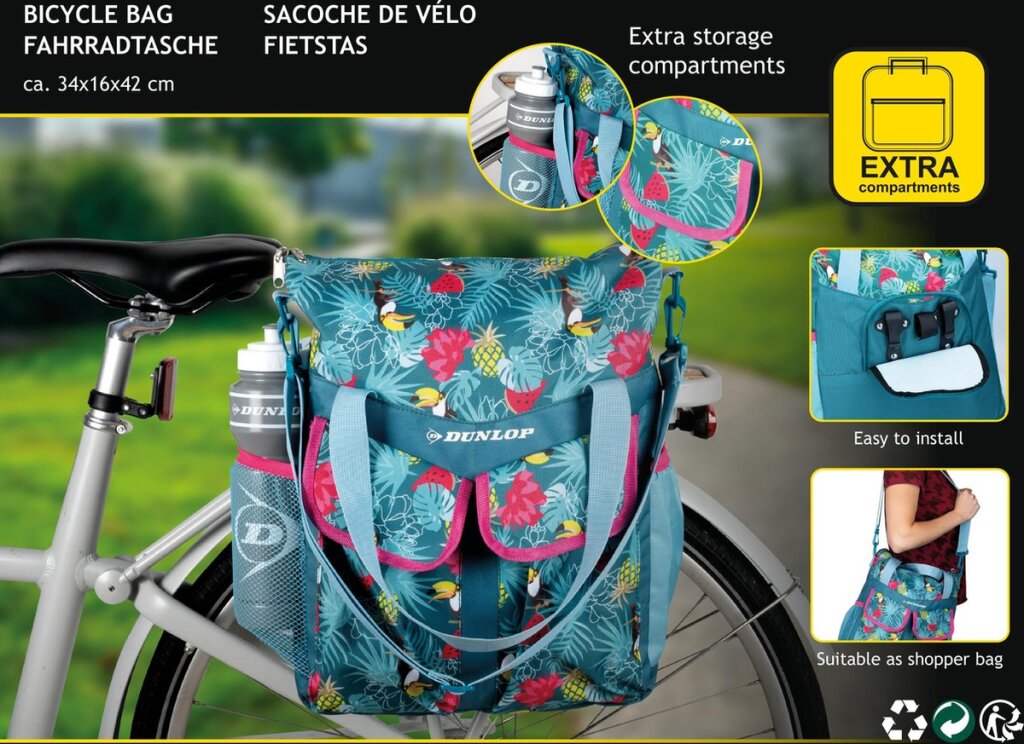 Dunlop Bicycle Bag Backpack 2in1 20Liter Content Tropical Print