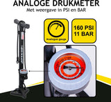 Dunlop Standing Bicycle Pump Version Analog Print Meter Double Valve Head Black