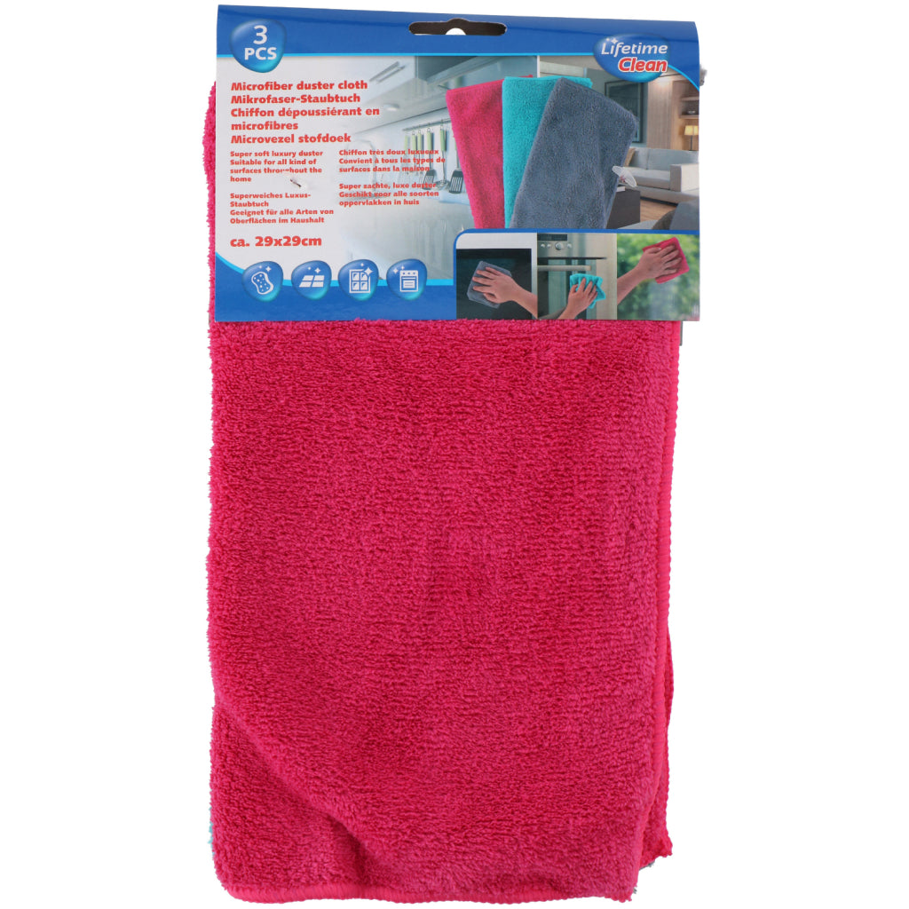 Lifetime Clean Lifetime Clean Microvezeldoekjes 29x29 cm 3 Stuks Rood Blauw Grijs