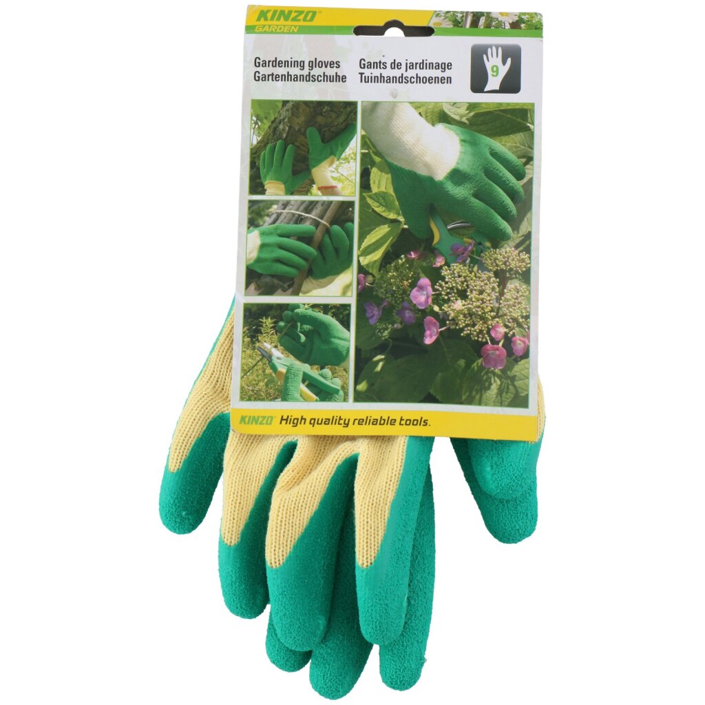 Guantes de jardín de látex Kinzo tamaño 9 verde