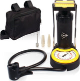 Dunlop Mini Foot Pump Air Pump Pneumatika včetně 3 adaptérů analogový tiskový měřič s úložným sáčkem