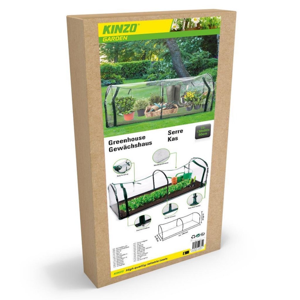 Kinzo Tunnelkas met Rits 130x60x50 cm Transparant Groen