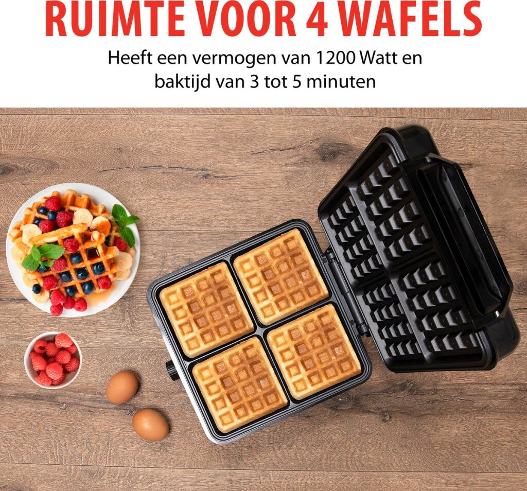 Alpina Waffleijzer Bruxelles Waffles Non -Stick Coating 4 Waffles 1200W