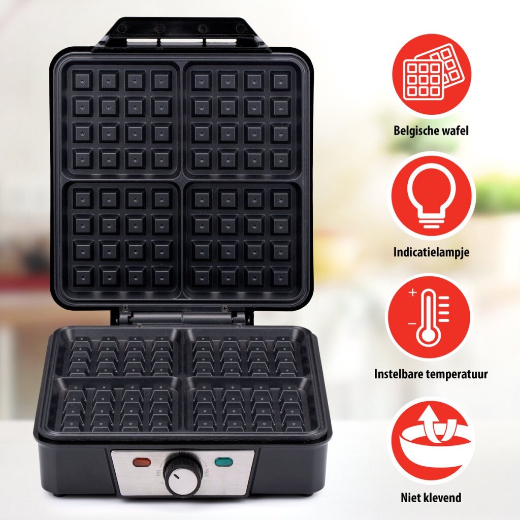 Alpina Waffleijzer Brussels Waffles non -stick coating 4 Waffles 1200W