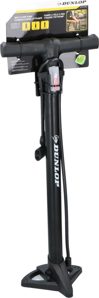 Dunlop bicycle pump standing with extra valves black