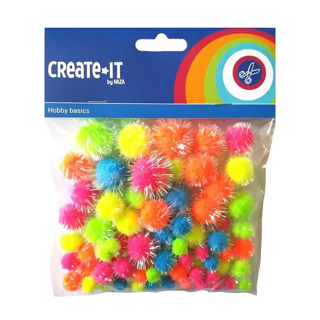 Haza Witbaard Glitter Pompoms Neon, 75.