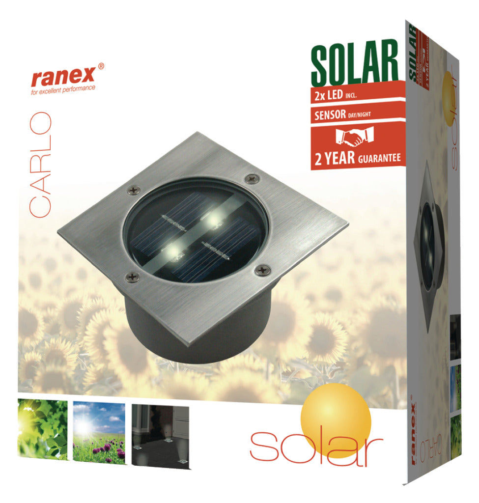 Ranex Ranex RA-5000198 Square LED Ground Spot Brushed Stainless Steel Glass (5000.198)