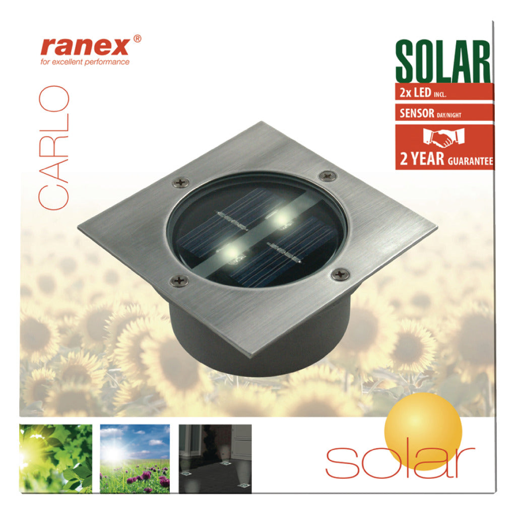 Ranex Ranex RA-5000198 Square LED Ground Spot Brushed Stainless Steel Glass (5000.198)