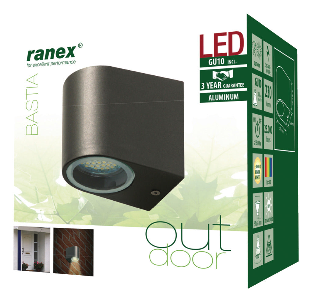 Lampada a parete da esterno Ranex RA-5000332 a LED in acciaio inossidabile