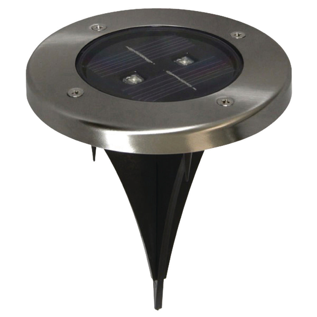 Ranex RA-5000389 Round LED Solar ground spot brushed Stainless steel glass