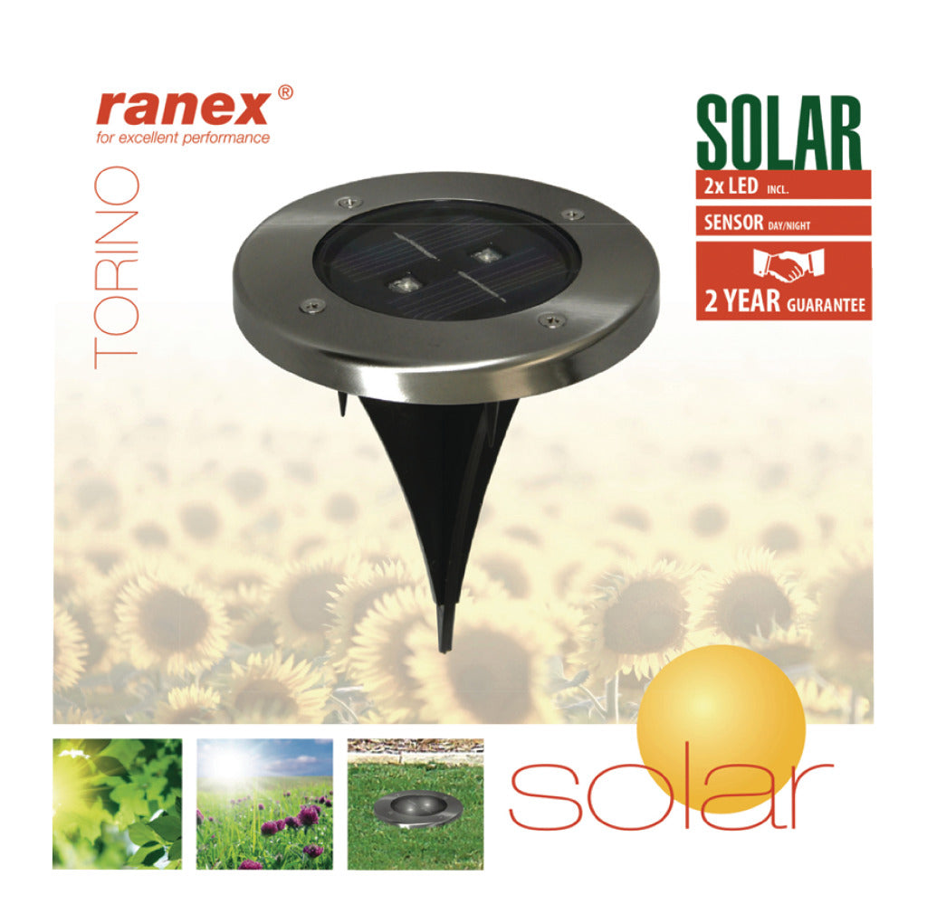 Ranex RA-5000389 kulatý LED Slunce Slunce Stopové skvrny z nerezové oceli