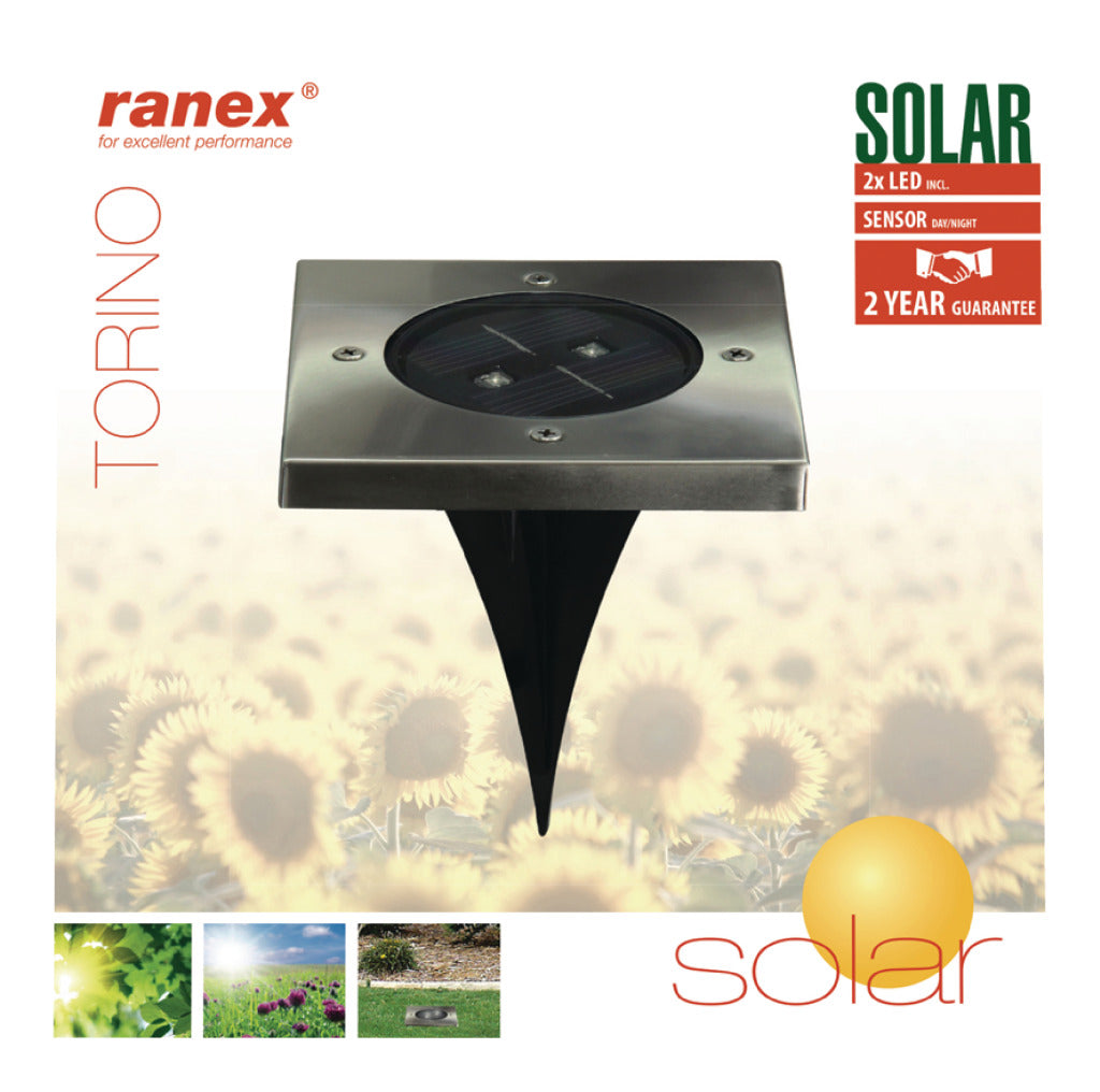 Ranex Grondspot Torino LED 12 x 13,2 cm RVS IP44 zilver