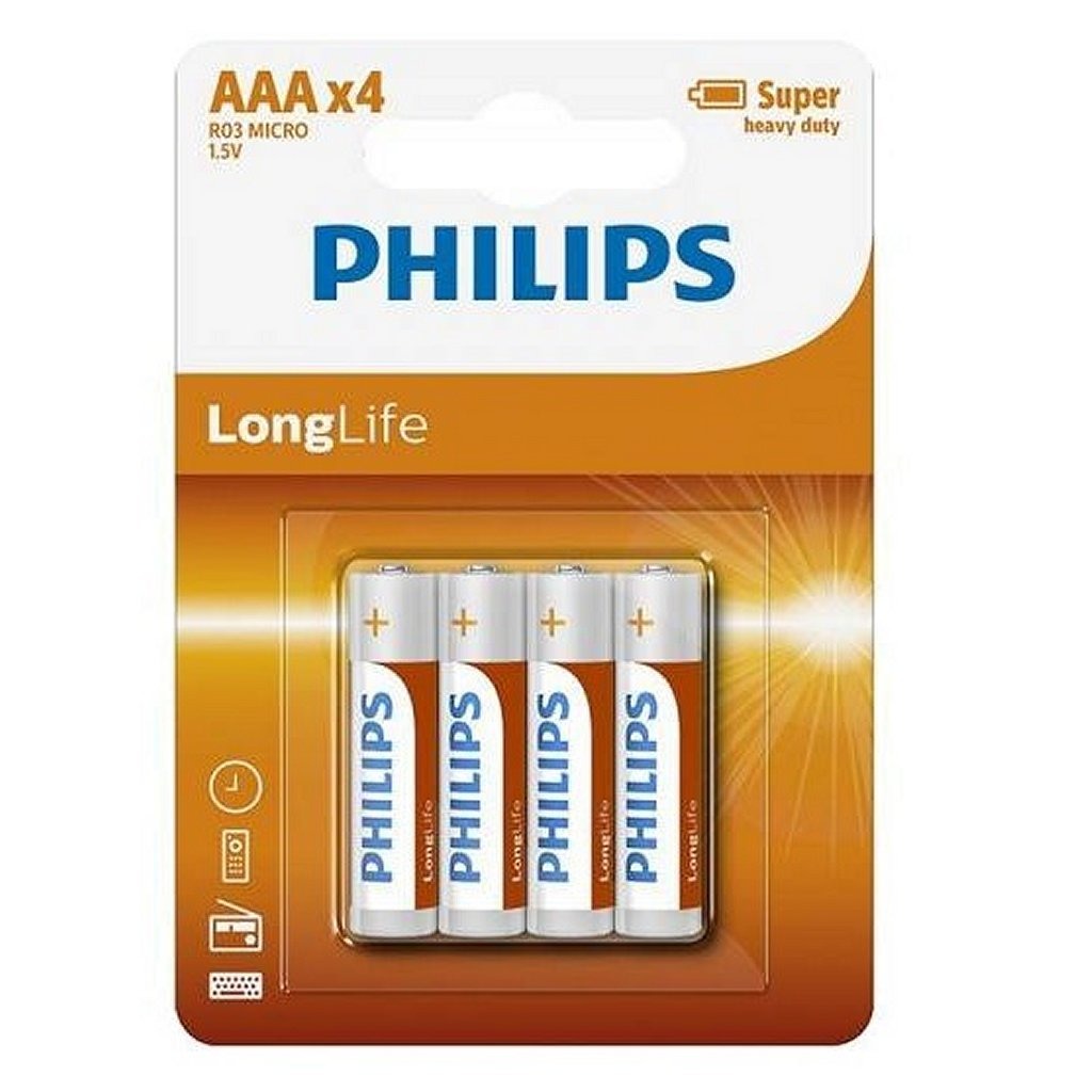 Philips R03 LongLife AAA baterie 4 kusy