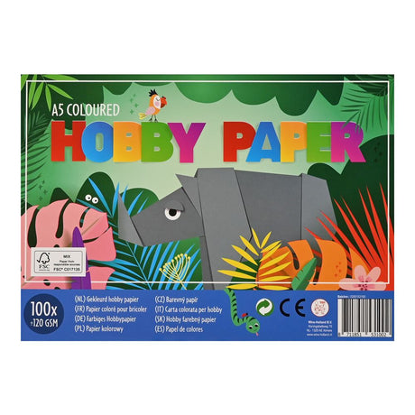 Hobby paper coloured A5 pack of 100 sheets
