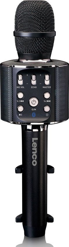 Lenco BMC-090BK Bluetooth Karaoke-mikrofon med högtalare och ljus svart