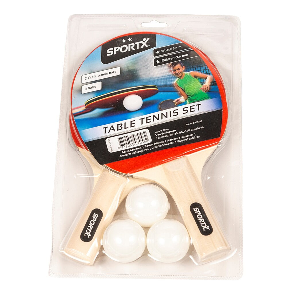 Sportx Table Tennis Set con 2 estrellas 2 murciélagos + 3 bolas