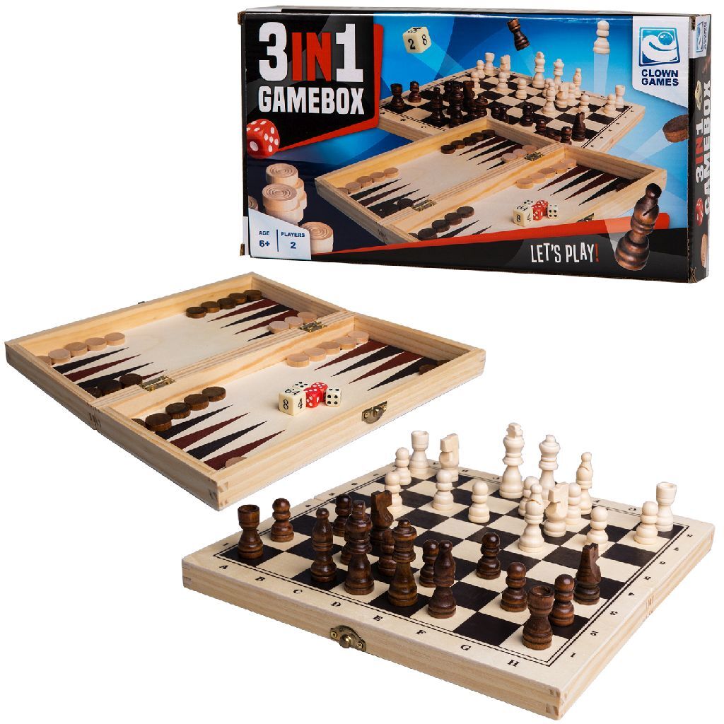 Clown games 3in1 game box wood