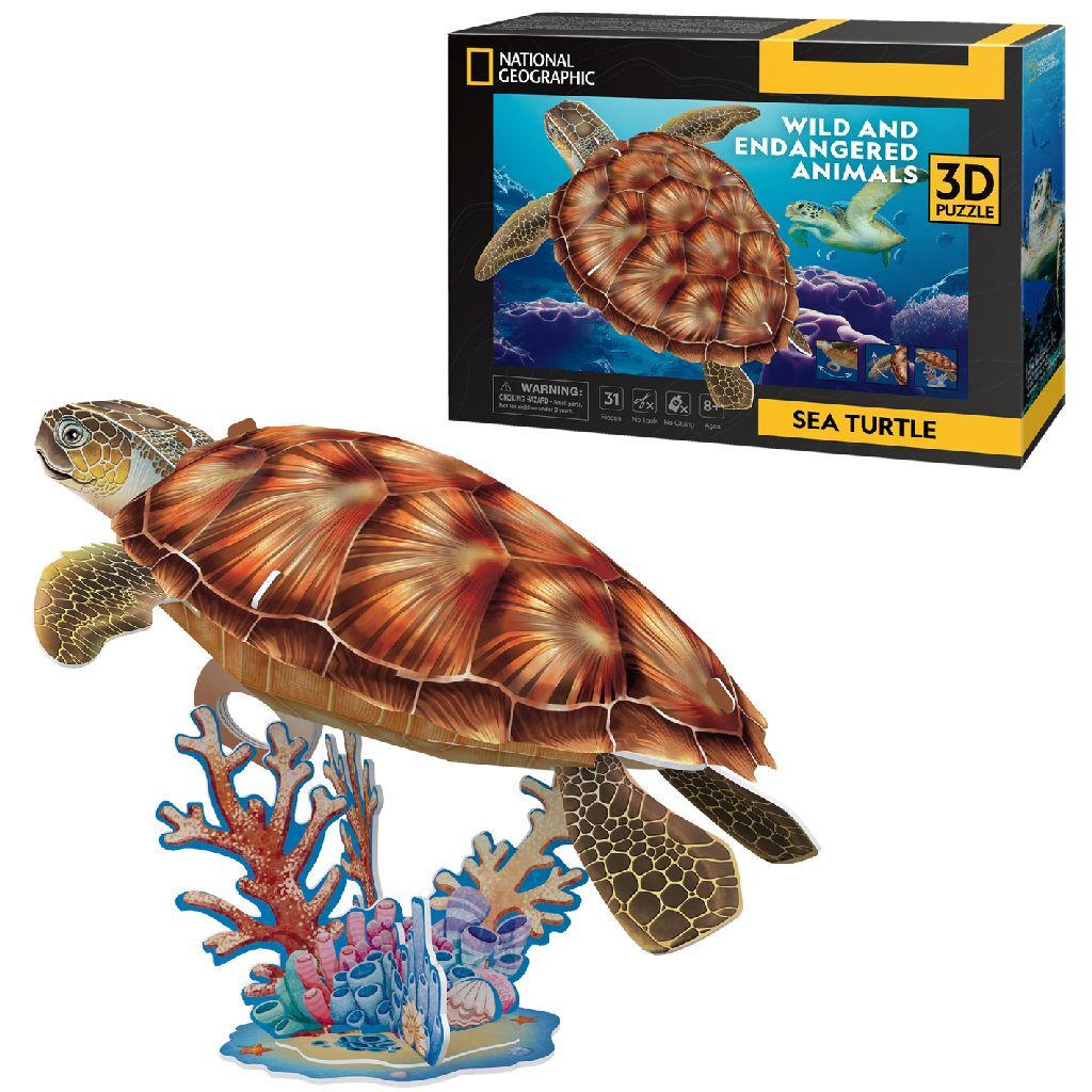 Diversión cúbica National Geographic 3d Puzzle Tortuga marina 31 piezas