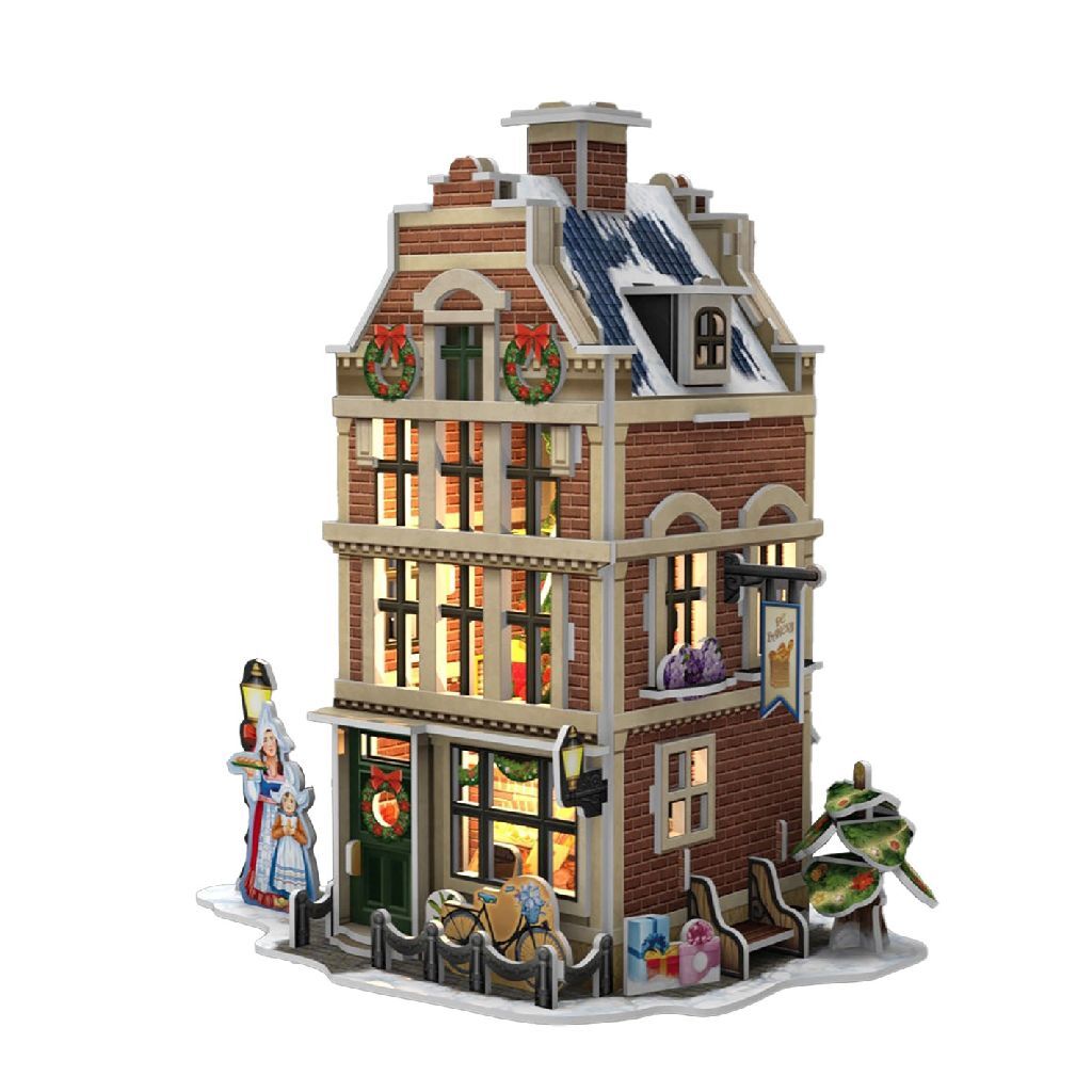 Kubická zábava 3D Puzzle Hollands Huisje Winter Bakery + Light 65 kusů