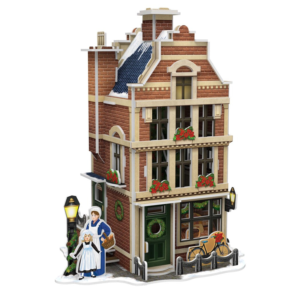 Kubická zábava 3D Puzzle Hollands Huisje Winter Bakery + Light 65 kusů