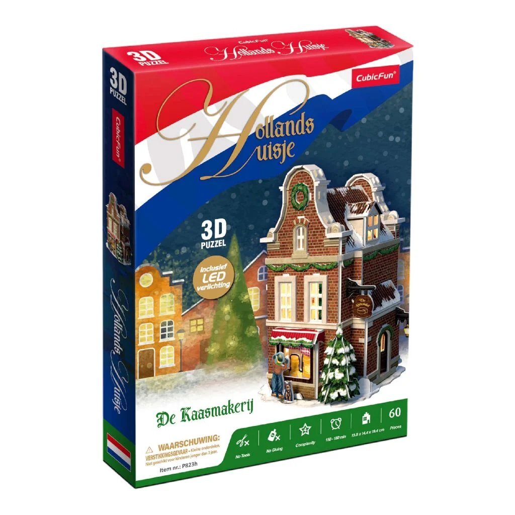 Cubic Fun Cubic Fun 3D Puzzel Hollands Huisje Winter Kaaswinkel + Licht 60 Stukjes