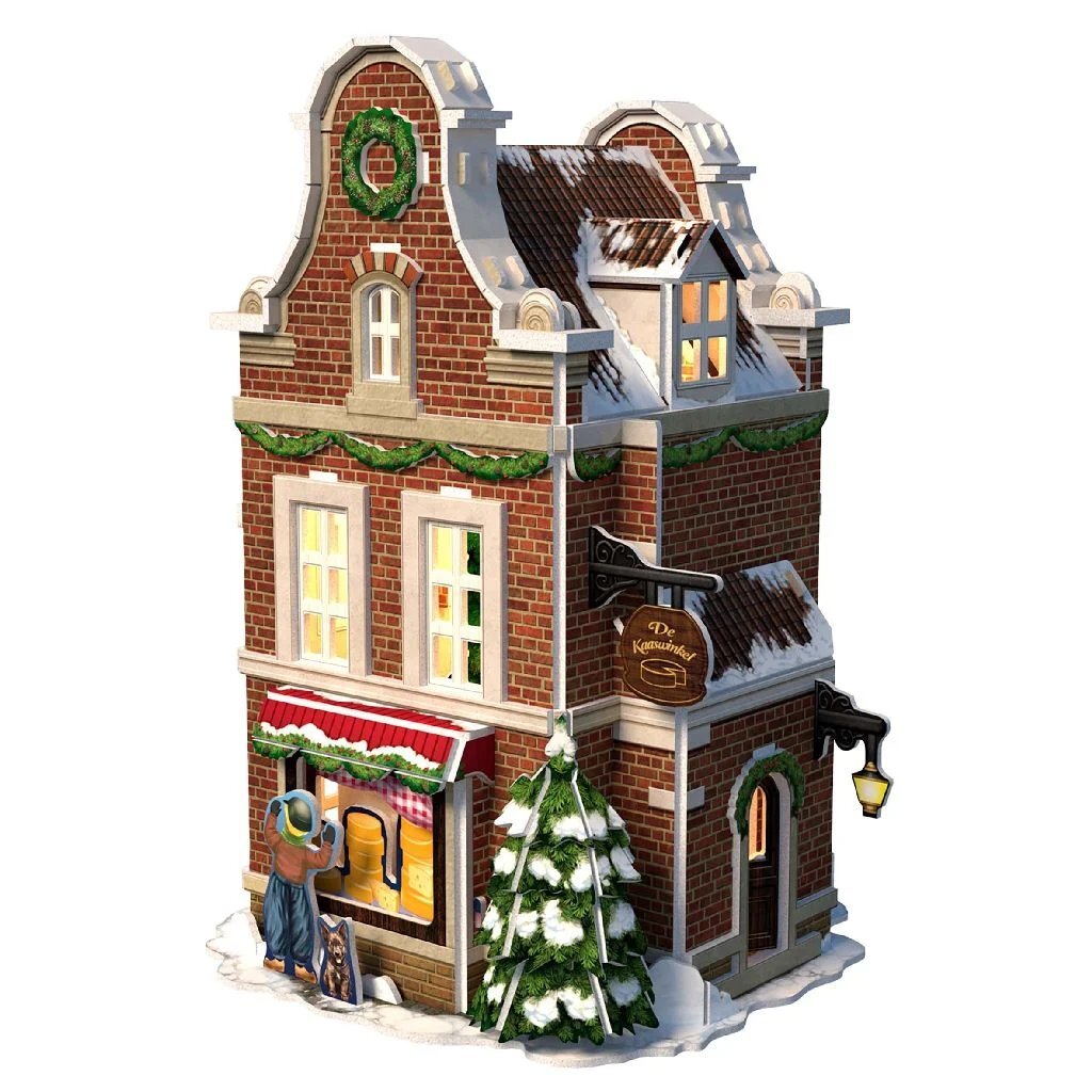 Cubic Fun Cubic Fun 3D Puzzel Hollands Huisje Winter Kaaswinkel + Licht 60 Stukjes