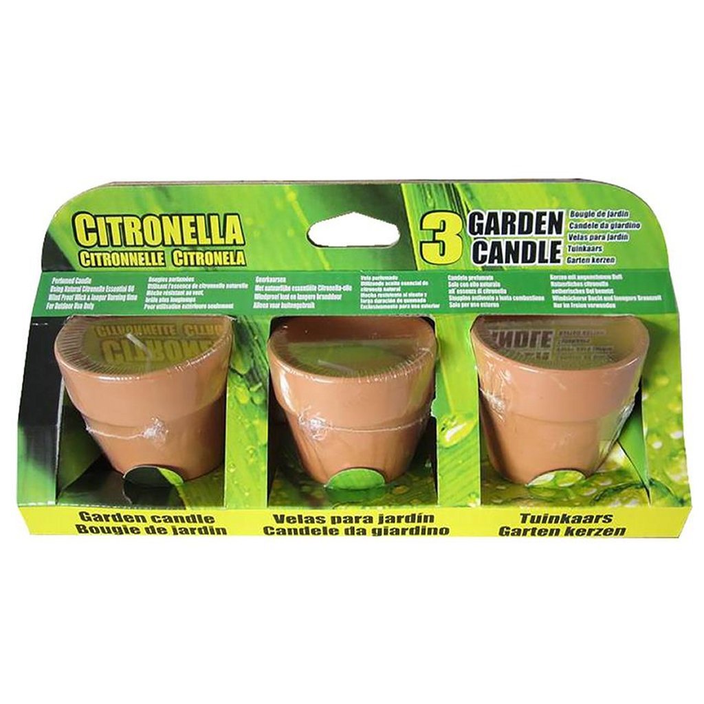 Grundlæggende Citronella -stearinlys i Terracotta Jar 6,5 cm 3 stykker