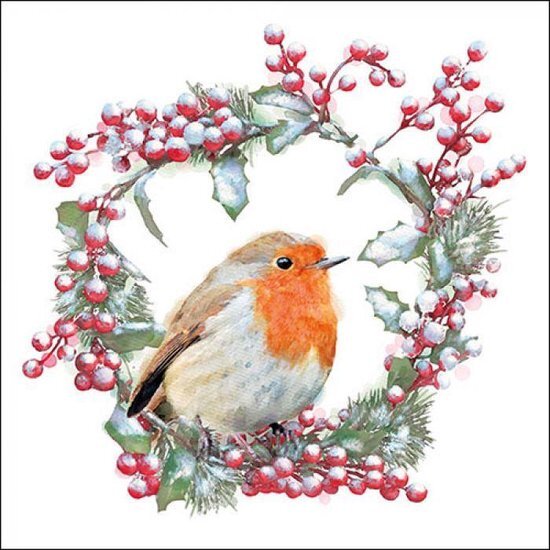 Ambiente napkins 33 cm robin in wreath