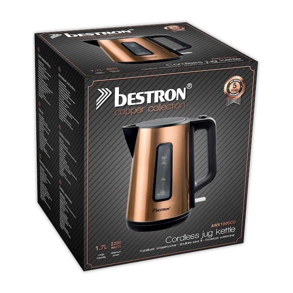 Bestron Awk1000co Kettle 1,7L 2200 W Copper Black