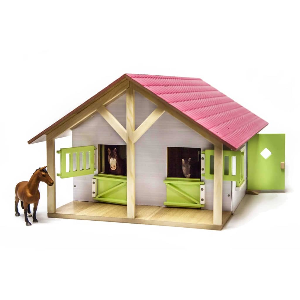 Kids Globe Globe Paardenstal Roze met 2 Boxen en Berging, 1:24