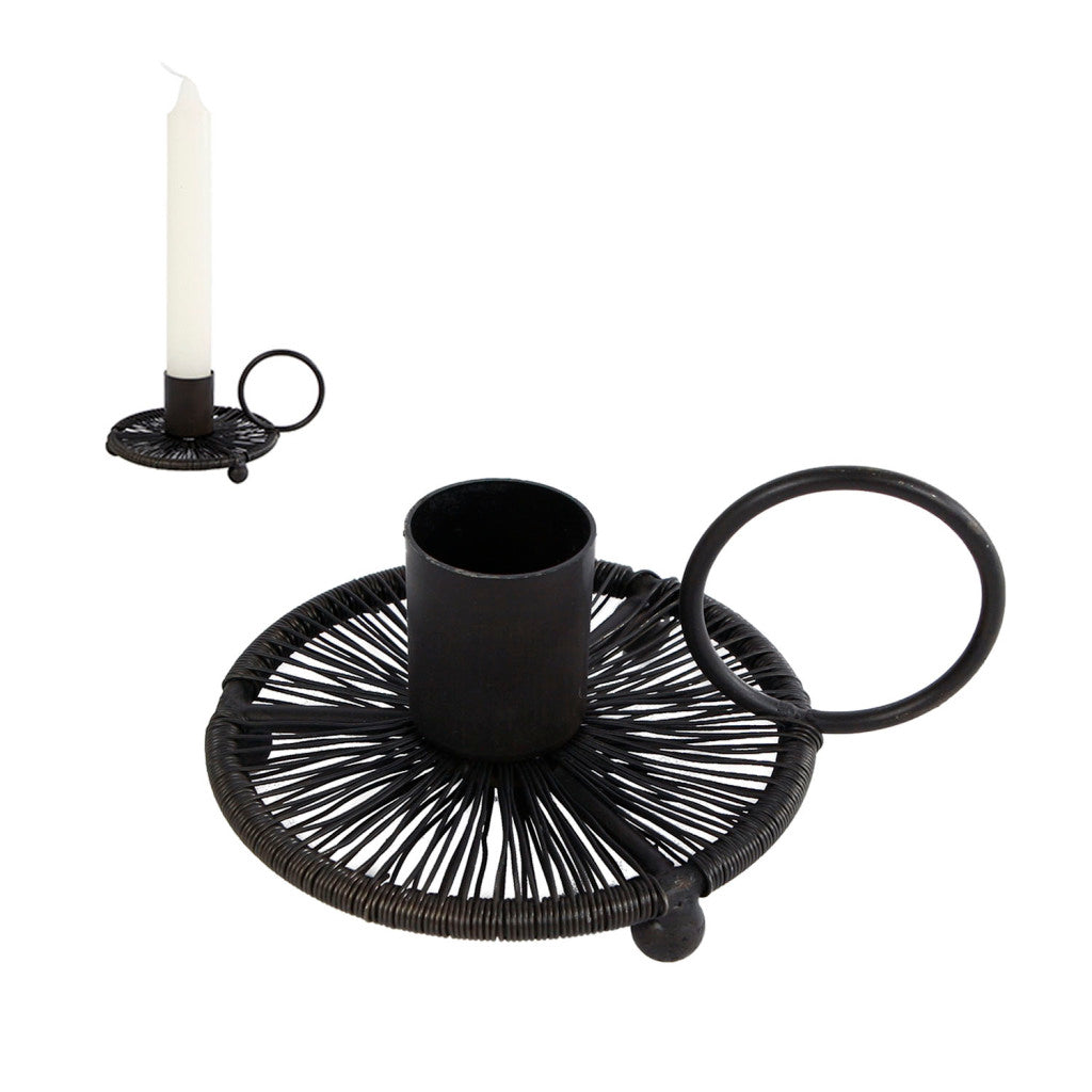 Gifts Amsterdam Candlestick Wire S Black Metal 11x8.5x2.5cm