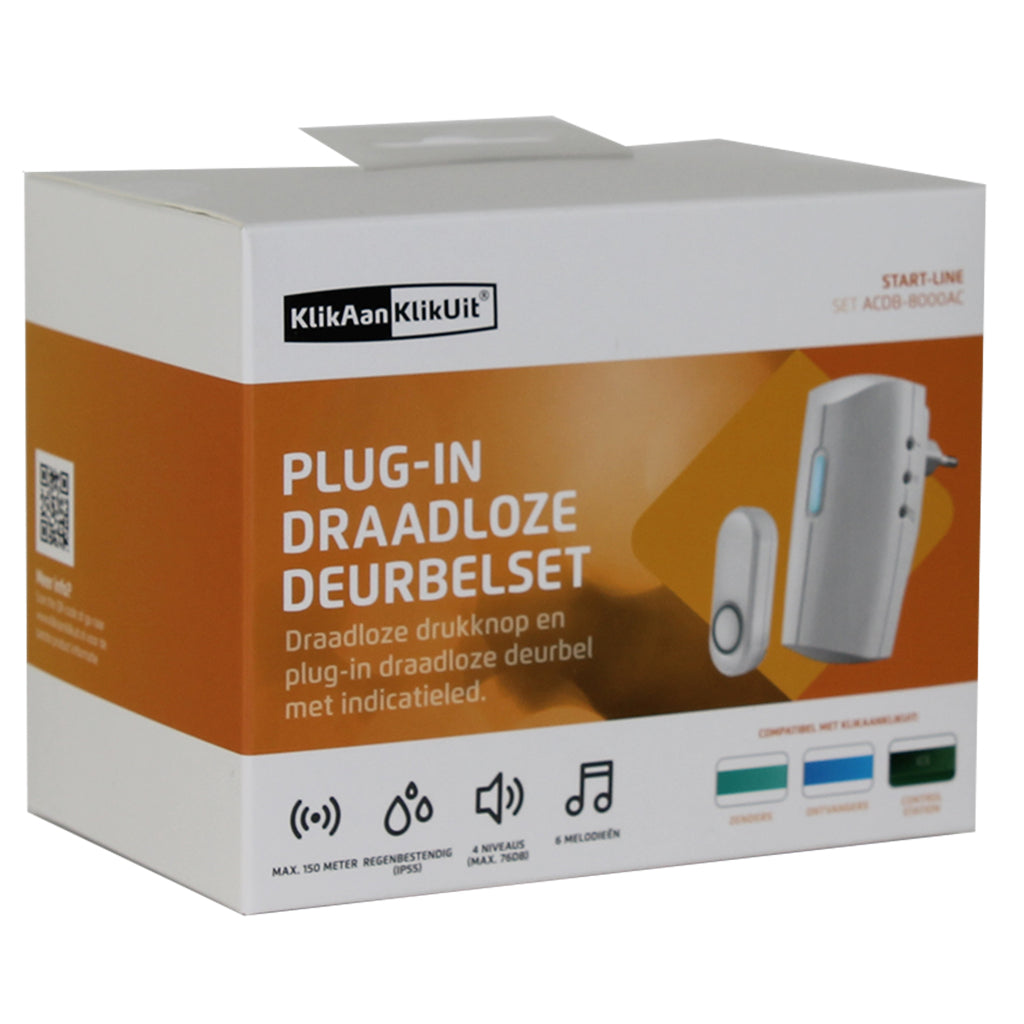 KlikAanKlikUit KlikAanKlikUit ACDB-8000AC Plug-in draadloze deurbelset