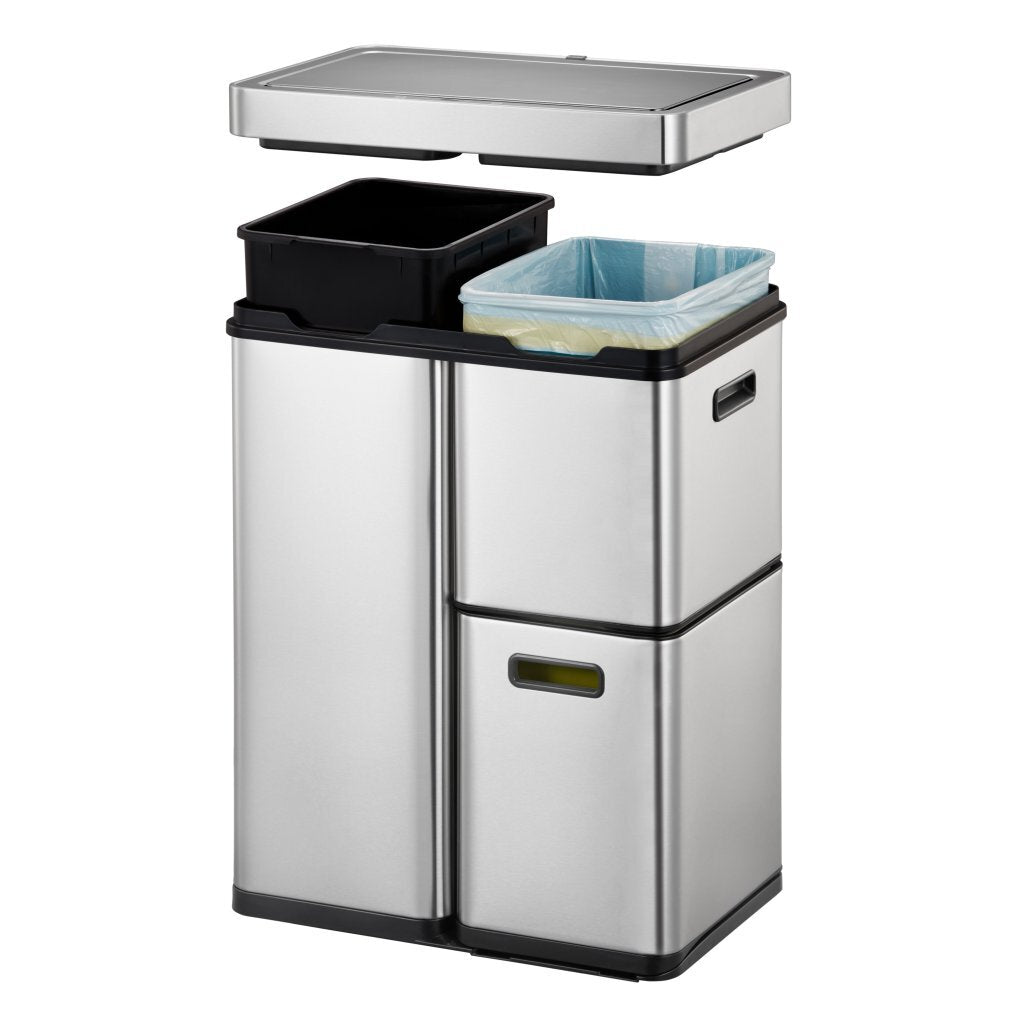 EKO EKO Recycle Plus Sensor Waste Bin 30+15+15L Mat stainless steel