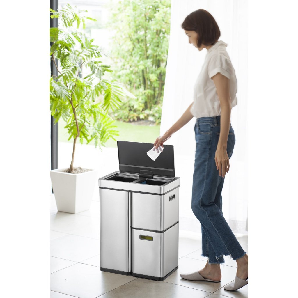 EKO EKO Recycle Plus Sensor Waste Bin 30+15+15L Mat stainless steel