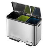 Eko eko pedal bin ecocasa 3x15 l mat silver -färgad