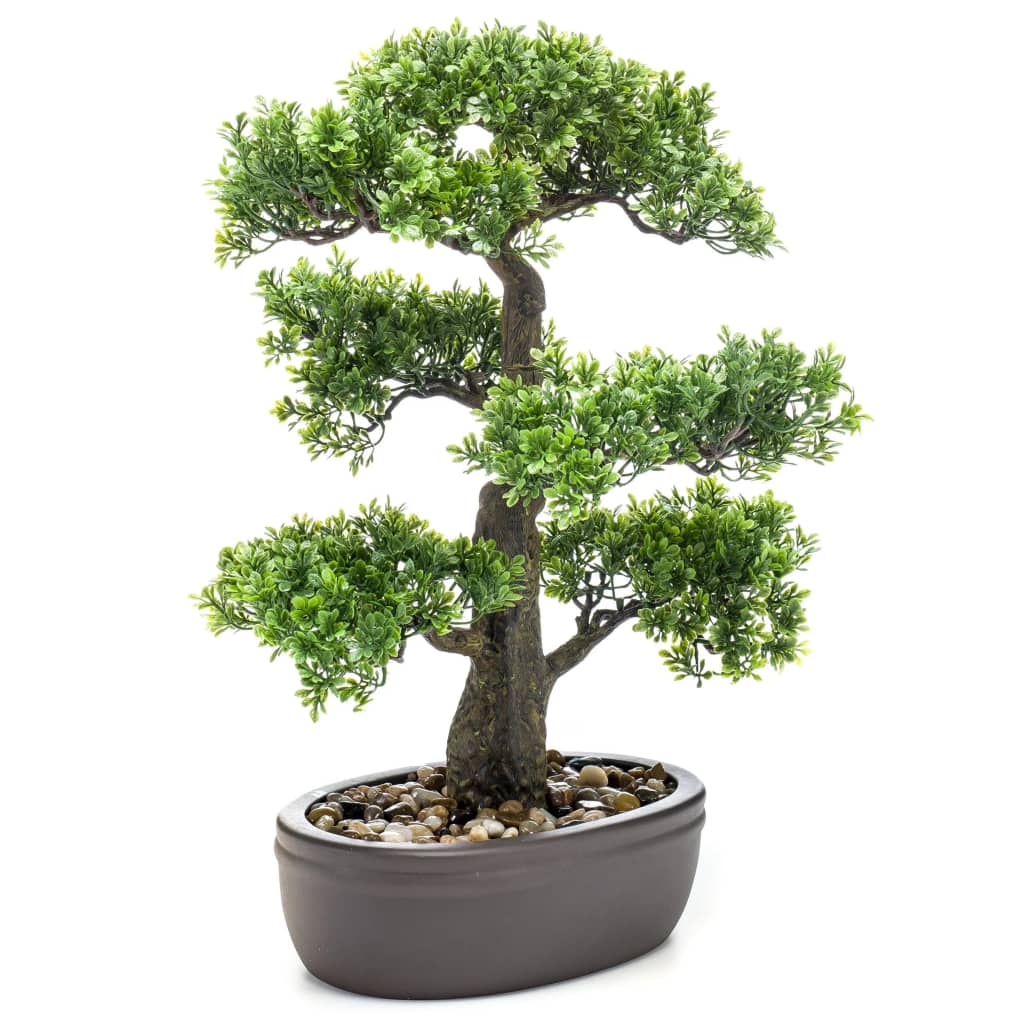 Emerald Smaragdkunstpflanze in braunem Topf Ficus Minibonsai 43 cm